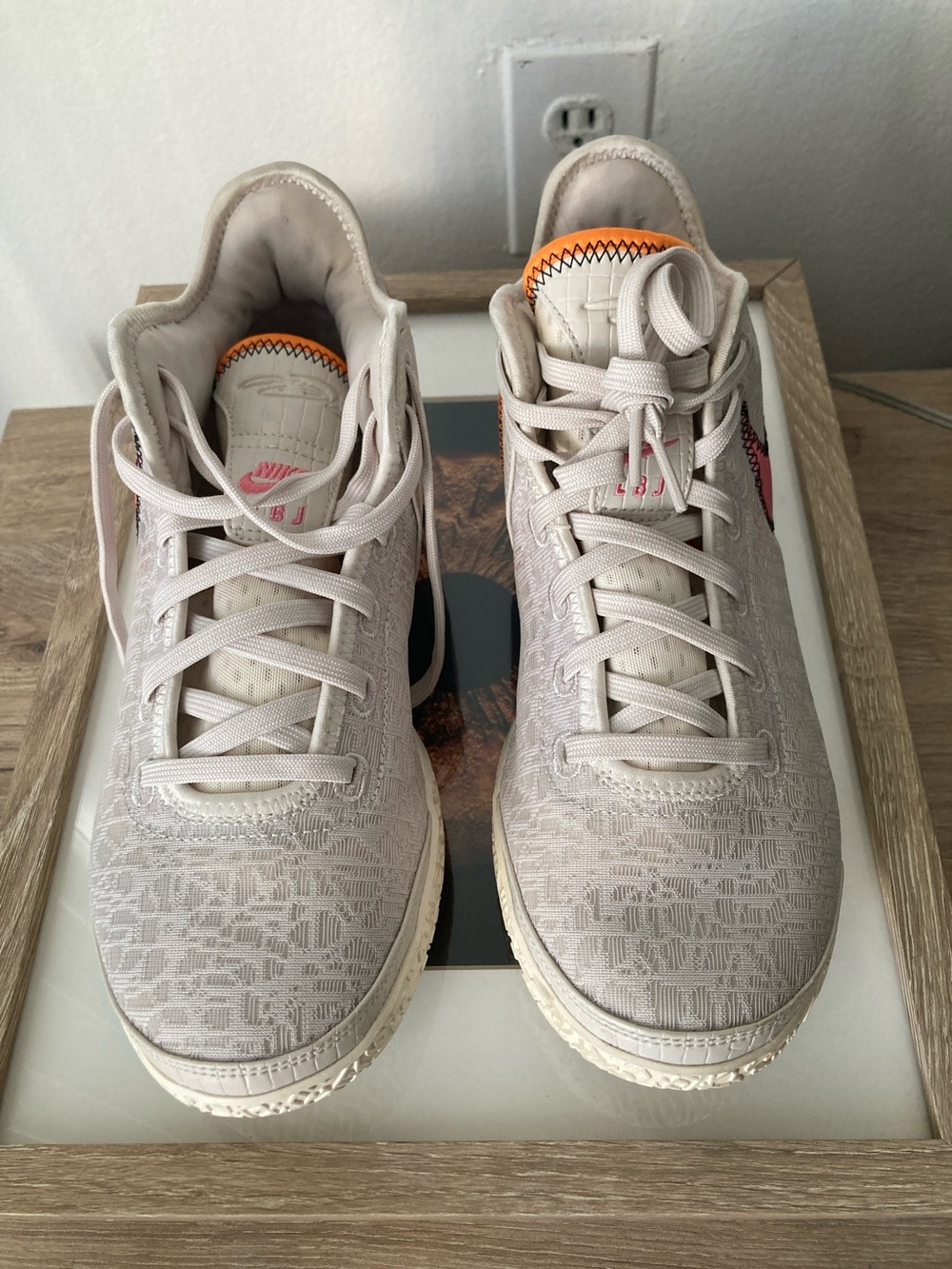 Nike Beige and Orange Accent Low-Top Sneakers